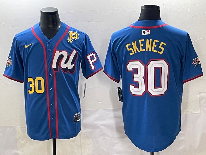 Men 2025 Pittsburgh Pirates #30 Skenes Blue All star Nike MLB Jersey style 7
